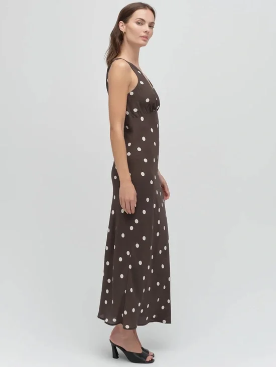 Favorite Daughter-The Anyday Anytime Dress in Espresso Polka Dot - Picture 2 of 8